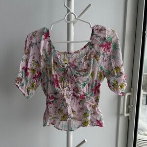 Steve Madden Floral Pink and Green Blouse